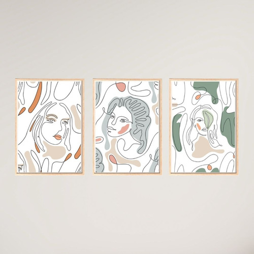 Set X3 - Cuadros Decorativos Silueta Mujer - 20x30