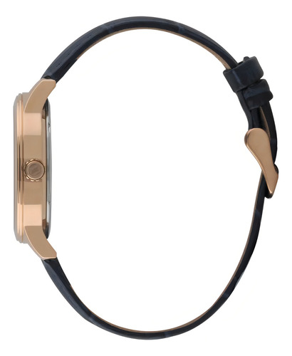 Relógio Orient Feminino Pulseira Couro Frsc1014 D3dx Correia Azul Bisel Rosa Fundo Azul