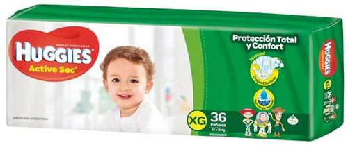 Pañales Huggies Active Sec  XG