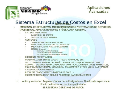Imagen 5 de 6 de Sistema Estructuras De Costos Excel + Inflación (ver Video)