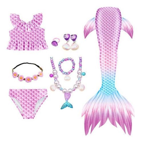 Kit De Cola De Sirena Para Niños Con Bikini Sin Monoaleta 20