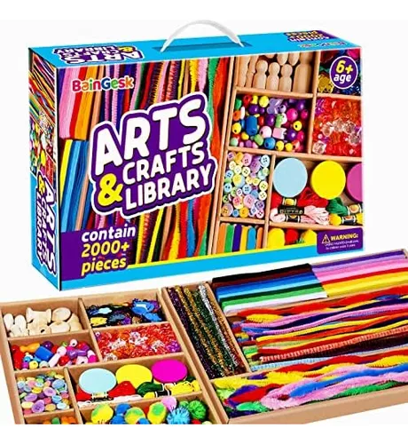 Juego de suministros de artes y manualidades, caja de manualidades de  regalo de más de 1000 piezas para niños: suministros de manualidades para  niños