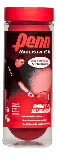 Penn Ballistic 2.0 Red Racquetballs - 1 Lata De 3 Pelotas D.