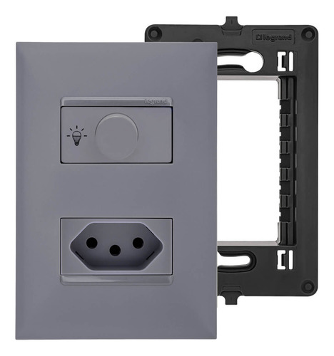 Tomada 10a Cinza Com Dimmer Variador Cinza 4x2 Pial Plus+