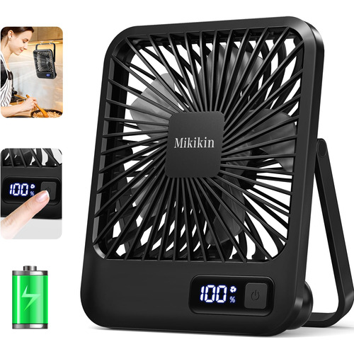 Mikikin Ventilador De Mesa Con Pilas, 2000 Mah 180° Plegable