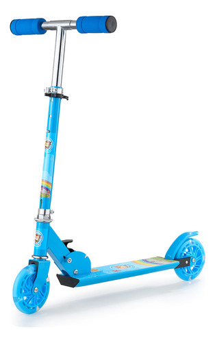 Scooter Plegable Regulable En Altura Con Luz Para Niños Color Azul Claro Sin Freno De Mano