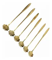 Comprar Set X6 Cucharitas Café Postre Diseño Flor Acero Inox 18cm