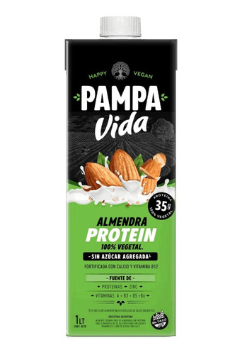 Leche Bebida De Almendra Protein S/azucar Pampa Vida 1 Litro