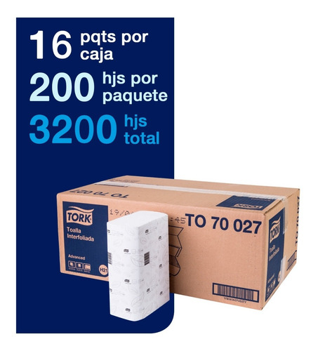 Imagen 2 de 8 de Toalla Interfoliada Tork Xpress® Doble Hoja 16 X 200 Hojas