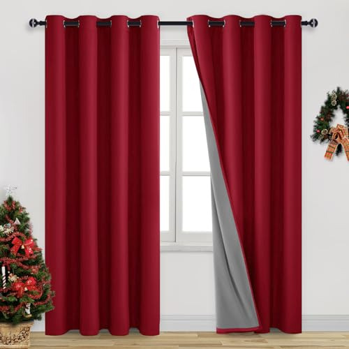 Dwcn Rojo Navidad 100% Cortinas De Apagón 84 Pulgadas Q4dyn