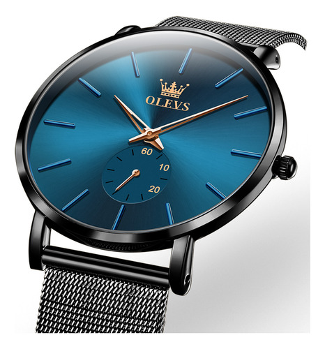 Reloj De Cuarzo Impermeable Olevs Mesh Belt Business Color Del Fondo Black/blue Rose