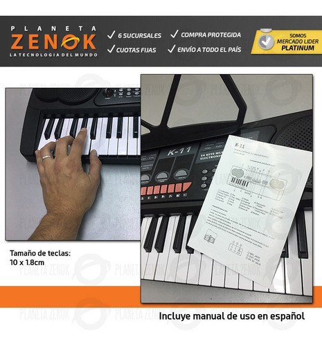 Imagen 4 de 10 de Teclado Musical Organo Piano K-11 54 Teclas Efecto Microfono