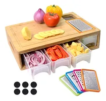 Comprar Tabla De Cortar De Bambú Con Recipientes, Tapas Y