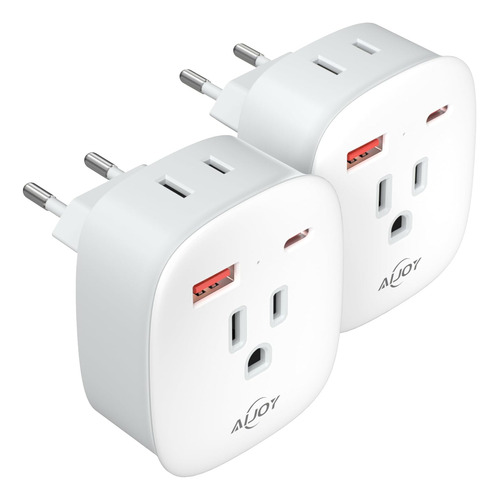 Adaptador De Enchufe De Viaje Europeo De 2 Paquetes, Ca...