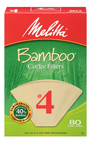 Melitta Bamboo 4 - Filtros De Caf Con Cono 4, 80 Unidades (p