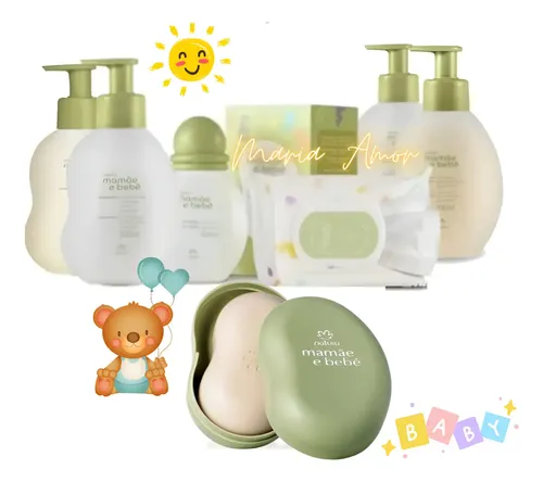 Kit Banho Bebê Natura Mamãe Bebê Recém-nascido
