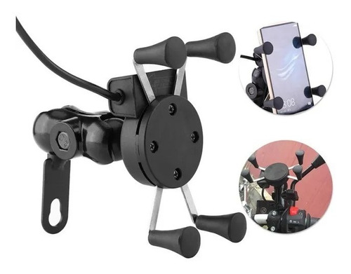 Soporte Para Moto Celular Gps + Usb 5v2a De Carga El Rutero 