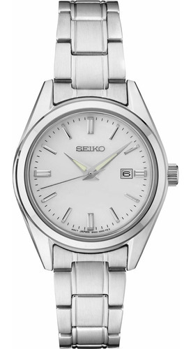 Relógio feminino Seiko Sur633 Silver Pulse Quartz em aço