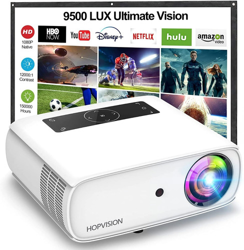 Hopvision Native 1080p Projector Full Hd, 9000lux Movie Proj