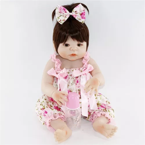 Boneca Bebê Reborn 100% Silicone Menina 55 Cm Pronta Entrega