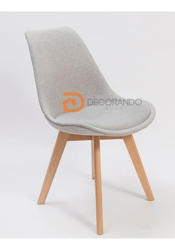 Silla Tulip Eames Tapizada Beige Con Almohadon Dsw Diseño X1