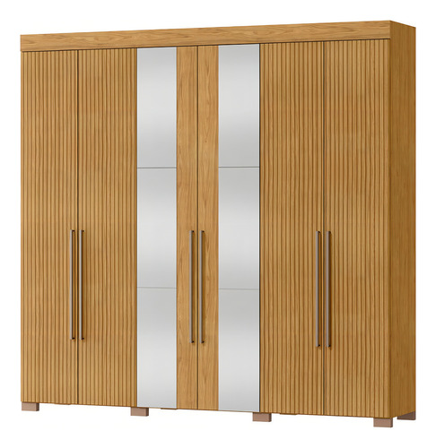 Guarda-roupa Casal Ita 6 Portas 2 Gavetas Com Espelho Flex Cor Marrom