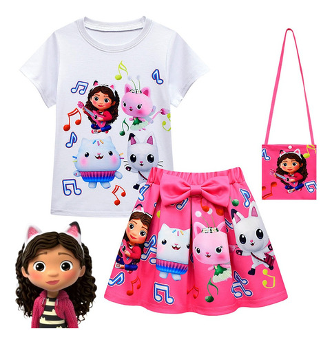  Gabby's Dollhouse Conjunto Vestido 3 Piezas Para Niñas