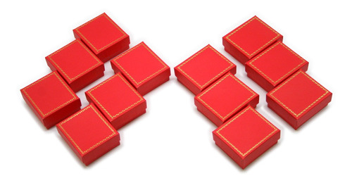 30 Cajas Para Joyería Color Rojo Impresión Dorada #3 