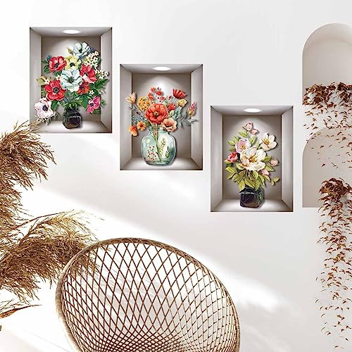Calcomanías De Pared 3d Flores Vintage, 3 Piezas