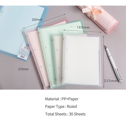 . Cuaderno B5 Transparente Recargable De 26 Anillos Con Tapa