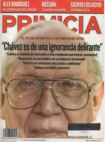 Importante Revista De Colección: Primicia No 173. 24-04-2001