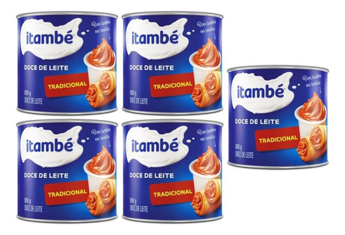 Kit 5 Doce De Leite Itambé Tradicional Lata 800g Cada