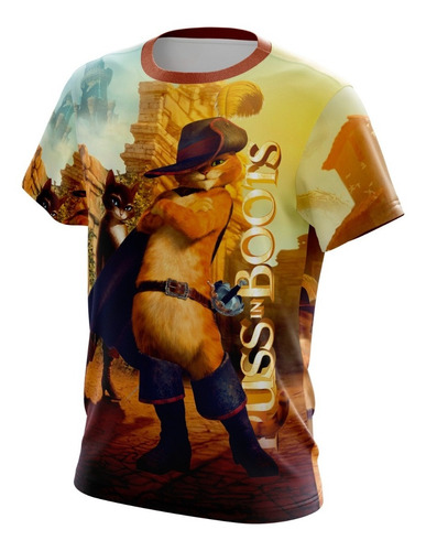 Playera Sublimada Gato Con Botas