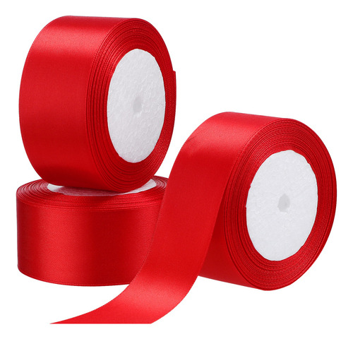 3 Rollo De Listón Satinado 3.8cm 67.5 Metros