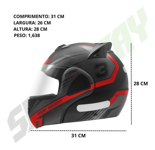 Capacete Moto Robocop Escamoteável Pro Tork V-pro Jet 3