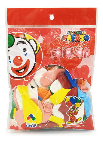 Bolsa C/50 Globos Payaso Corazon Surtido