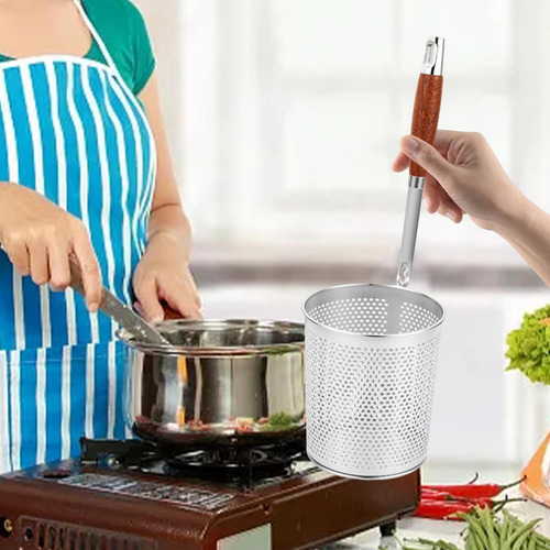 Cesta De Fritura Com Alça Anti-escaldadura De Aço Inoxidável