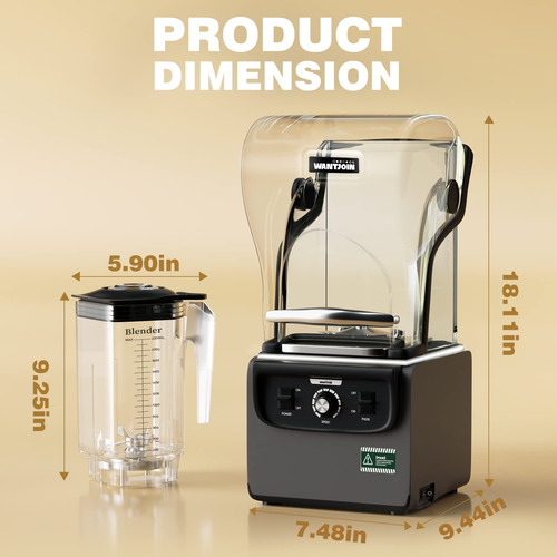 Licuadora Wantjoin Commercial Quiet 2200 Ml 1800 W Para Coci