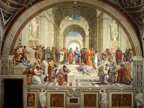 Escola De Atenas Pintura Rafael Sanzio Tela Repro 110 X 82cm