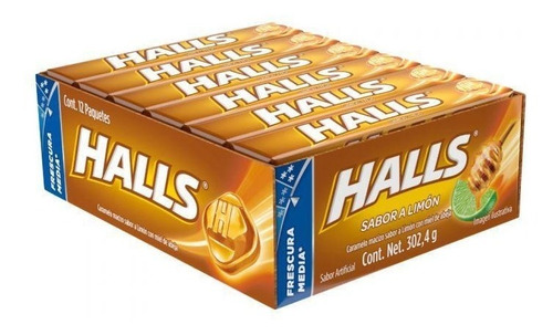 Caja Dulce Macizo Halls Miel Y Limón Con 30 Paquetes De 12 P