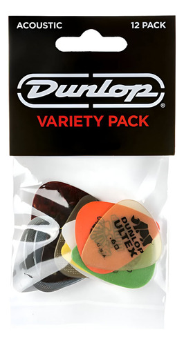 Kit Com 12 Palhetas Dunlop Variety Pack Tortex Ultex Nylon