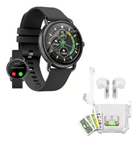 Kit Smartwatch Binden Era One Asistente de Voz Notificaciones bateria hasta 7 Días + Audifonos Dark Booster