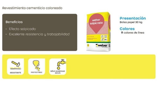 Imagen 2 de 6 de Weber Salpicret Color Arena 30 Kg Revestimiento Cementicio