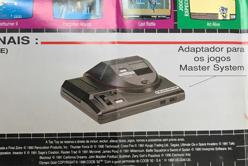 Catálogo Mega Drive Cartucho Tec Toy Sonic 1991 Raro Anos 90