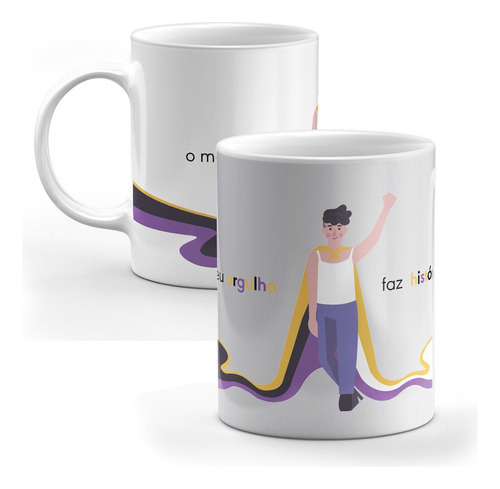 Caneca Orgulho Lgbtqia+ Bandeira Não-binário - Personalizada