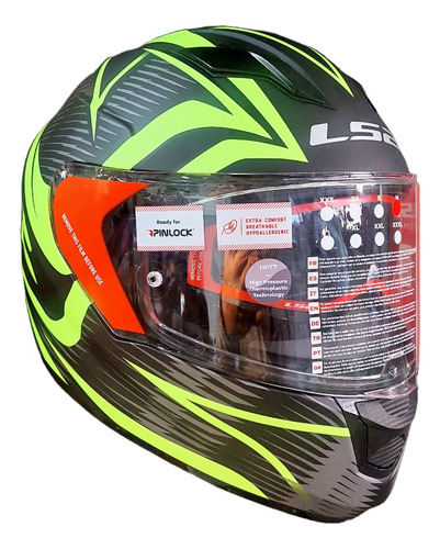 Casco Moto Ls2 320 Evo Jink Mate Negro Amarillo-allmotors -