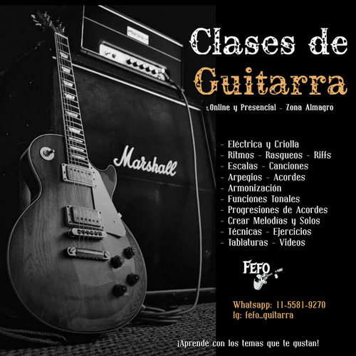 Imagen 1 de 1 de Clases De Guitarra - Rock/blues/metal - Almagro & Online
