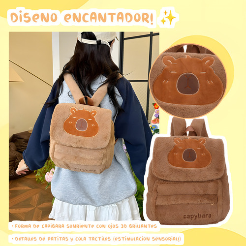 . Mochila Felpa Para Capibara Muñecas Bolsa Mini Informal