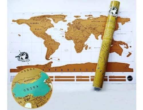 Mapa mapamundi planisferio para raspar - La Aldea