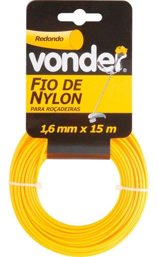 Fio De Nylon 1,6mmx15m Redondo Para Roçadeiras E Aparadores 